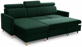 Vario sarokkanapé ágyfunkcióval univerzális jobb/bal oldali - zöld bársony Bluvel 78