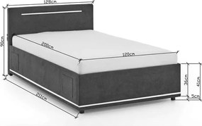 Sötétszürke kárpitozott gyerekágy ágyrács nélkül 120x200 cm Circle – Meise Möbel