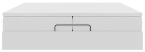 Ottomán ágykeret matraccal Fehér 200x200cm műbőrrel