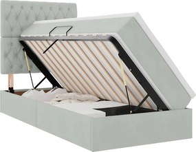 vidaXL Ágy tárolóval és matraccal Világosszürke 90 x 200 cm Bársony