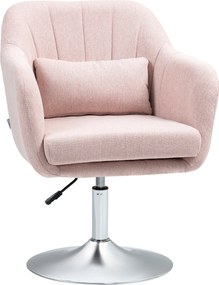 HOMCOM Pihenőszék Relaxációs Fotel - Állítható Magasságú Deréktámasz, 360° Forgatható Króm Fém Alap - Rózsaszín | Aosom