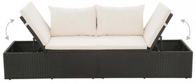 fekete polyrattan kerti ágy 195 x 60 cm
