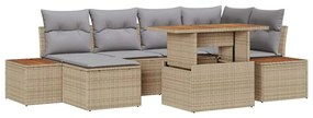 vidaXL Kerti Kanapé Szett tárolóval 7 pcs Bézs Poli rattan