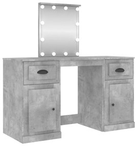 betonszürke fésülködőasztal LED-del 130 x 50 x 132,5 cm