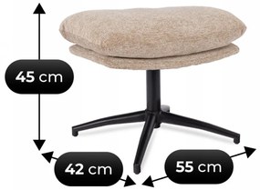 Fotel Wypoczynkowy Obrotowy FREMONT Z Podnóżkiem Beżowy