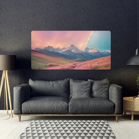 PIPPER. Öntapadós textiltapéta "Sziklás hegyek szivárvánnyal"