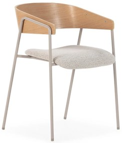 Világosszürke-natúr színű kárpitozott karfás étkezőfotel szett 2 db-os Cora – MOME