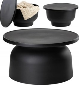 Dohányzóasztal OTTO2 fekete Loft pad kerti nappaliba kerek 66cm műanyag