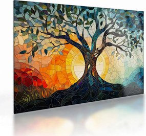 Üveg kép – Mozaik – nap és fa I. (70x50 cm)
