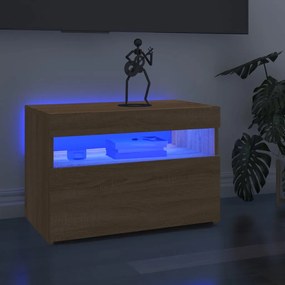 2 db sonoma tölgy színű TV-szekrény LED-lámpákkal 60x35x40 cm