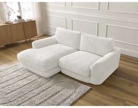 Fehér zsenília sarokkanapé (bal oldali-heverő résszel) Leonore – Bobochic Paris