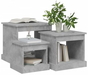 3 db betonszürke szerelt fa dohányzóasztal