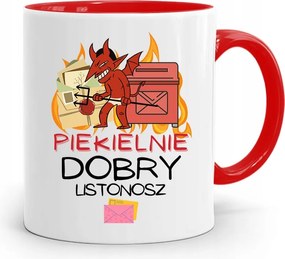 Piros Bögre Ajándék Postásnak Pokolian Nyomtatott Fotóval