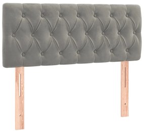 világosszürke bársony LED-es fejtámla 90 x 7 x 78/88 cm