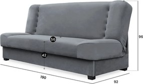 Wersalka Rozkładana PIANO Szara Welurowa