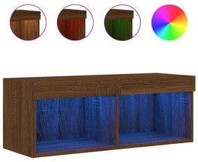 barna tölgy színű TV-szekrény LED-világítással 80 x 30 x 30 cm