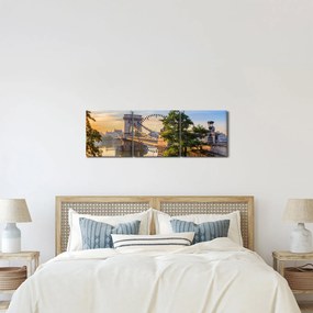 Kép - Híd a folyón, Budapest, Magyarország (órával) (90x30 cm)