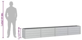 ezüstszínű horganyzott acél kerti magaságyás 320 x 40 x 45 cm