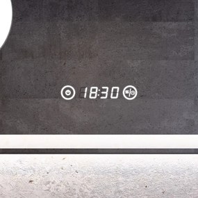 Fürdőszobai LED tükör 80x80cm | Páramentesítő - Kozmetikai tükör - Fényerő + színhőfok állítás - Digitális óra | Welland Luxury-Line G795