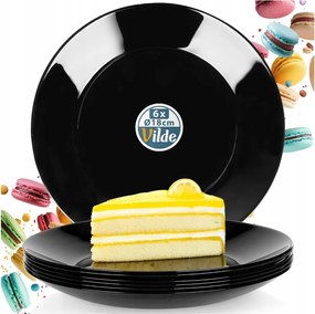 6x Desszert Tányér kicsi sütemény desszert fekete tányér szett