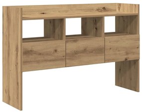 kézműves tölgy színű szerelt fa tálalószekrény 105x30x70 cm
