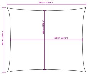 antracitszürke téglalap alakú oxford-szövet napvitorla 5 x 6 m