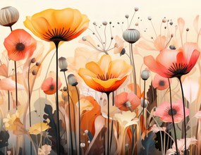 Poszter 65x50cm Táncos pipacsok