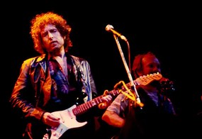 Fotográfia Writer composer Bob Dylan at a concert in the early 1980s