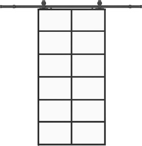vidaXL fekete ESG üveg tolóajtó fémszerelvény-szettel 102x205 cm