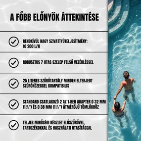 AQUA homokszűrő medencéhez, 10 200 l/h, kék Jurhan