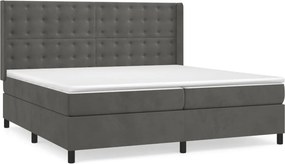 vidaXL sötétszürke bársony rugós ágy matraccal 200x200 cm