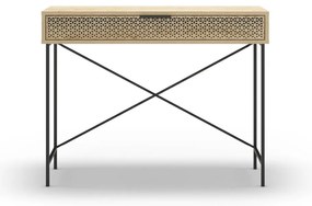 Natúr színű konzolasztal tölgyfa dekorral 35.5x110 cm Ecrin – Marckeric