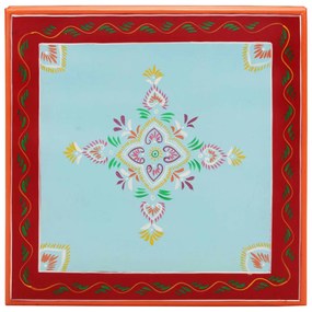 kézzel festett kék tömör mangófa dohányzóasztal