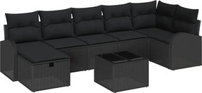 vidaXL Kanapé Szett párnával tárolóval 8 pcs Fekete polirattan