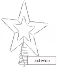 Led fényfüzér , csillag , sorolható , beltéri/ kültéri , 30 led , 28.5 cm , időzíthető , hideg fehér , IP44 , standard
