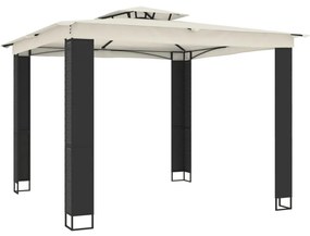 krémszínű acél dupla tetős pavilon 2,94 x 2,94 m