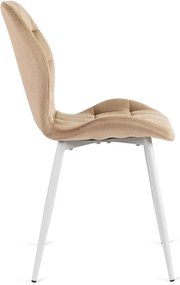 Bézs Bársony Étkezőszék Fehér Lábakkal. LUCKY