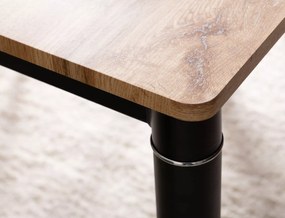 Fekete DAMAR étkezőasztal 100x60 cm, tölgy artisan dekorációval