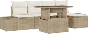 vidaXL Kerti Kanapé Szett párnával 6 pcs Beige és krém polirattan