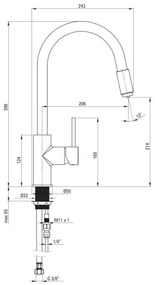 Deante BCA_B64M - Mosogató csaptelep ASTER fekete/sárgaréz