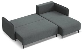 Sötétszürke kinyitható-tárolóhelyes sarokkanapé (jobb oldali) Luana – Makamii