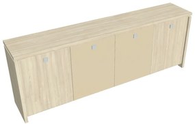 Verno alacsony szekrény 248 x 46 x 90 cm, kombinált ajtó, akác / vanília