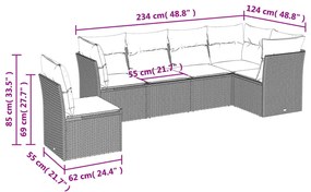 6 részes barna polyrattan kerti ülőgarnitúra párnával