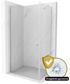 Mateo 90x100 aszimmetrikus szögletes nyílóajtós zuhanykabin 6 mm vastag vízlepergető biztonsági üveggel, krómozott elemekkel, 195 cm magas