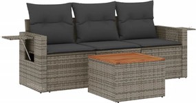 vidaXL 4 részes szürke polyrattan kerti ülőgarnitúra párnákkal