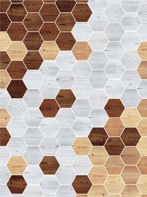 Flizelin fotótapéta Fa és hatszögek Mozaik Stílus 184x254 +ragasztó