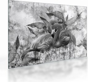 Üveg kép - Flamingók graffiti (70x50 cm)