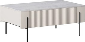 Malmi fiókos dohányzóasztal 100 cm - kasmír / crema bianca / fekete lábak