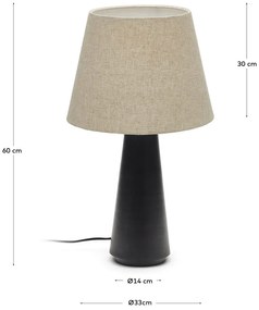 Fekete-bézs asztali lámpa textil búrával (magasság 60 cm) Torrent – Kave Home