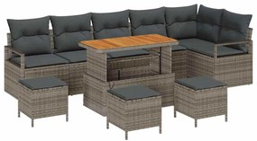 vidaXL Kerti Kanapé Szett párnával tárolóval párnával 10 pcs Szürke